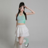 蕾丝蓬蓬半身裙女春夏新款小个子高腰a字防走光蛋糕短裙学院风