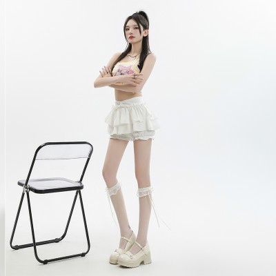 <!--纯欲辣妹蓬蓬半身裙蝴蝶结女夏季高腰a字蛋糕裙防走光短裙邻家潮-->
