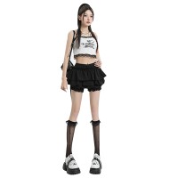 纯欲辣妹蓬蓬半身裙蝴蝶结女夏季高腰a字蛋糕裙防走光短裙邻家潮