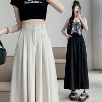 宽松山本裤裙女夏薄款2024新款九分冰丝阔腿显瘦垂感休闲裙裤