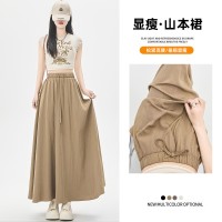 慵懒风山本半身裙女春夏新款显瘦A字中长裙垂感休闲大摆伞裙
