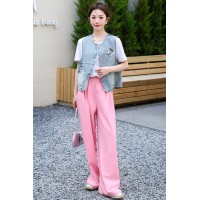 现货2024春季新款无袖牛仔马甲新中式坎肩马甲外套女刺绣上衣