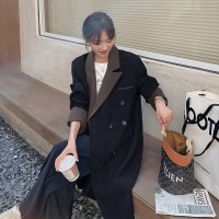 春装现货韩版休闲撞色领风衣女202A