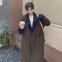 春装现货韩版休闲撞色领风衣女202A