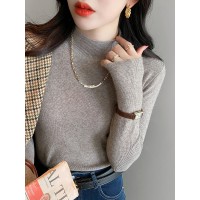 2024新款打底衫女秋冬内搭半高领春秋白色羊绒毛衣高级感针织上衣