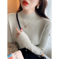 2024新款打底衫女秋冬内搭半高领春秋白色羊绒毛衣高级感针织上衣