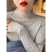 半高领打底衫女春秋款洋气内搭薄款长袖毛衣修身显瘦百搭针织上衣