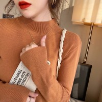 毛衣女秋冬2024新款中领打底衫大衣内搭高级感半高领羊绒针织上衣