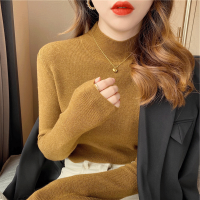 毛衣女秋冬2024新款中领打底衫大衣内搭高级感半高领羊绒针织上衣