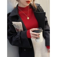 毛衣女秋冬2024新款中领打底衫大衣内搭高级感半高领羊绒针织上衣