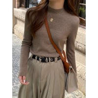 毛衣女秋冬2024新款中领打底衫大衣内搭高级感半高领羊绒针织上衣