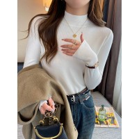 毛衣女秋冬2024新款中领打底衫大衣内搭高级感半高领羊绒针织上衣