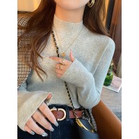 毛衣女秋冬2024新款中领打底衫大衣内搭高级感半高领羊绒针织上衣