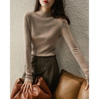 毛衣半高领打底衫女2024秋冬季内搭修身显瘦洋气针织上衣