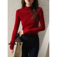 毛衣半高领打底衫女2024秋冬季内搭修身显瘦洋气针织上衣