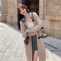 春款加厚连帽子牛仔拼针织外套199