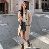 春款加厚连帽子牛仔拼针织外套199