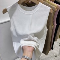 美式圆领冰丝吊带背心女夏季内搭凉感无袖打底上衣外穿针织衫