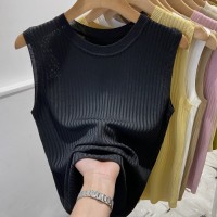 美式圆领冰丝吊带背心女夏季内搭凉感无袖打底上衣外穿针织衫