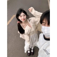 学院风镂空薄款针织开衫女春款2024新款外搭披肩宽松休闲外套上衣