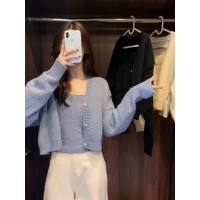 辣妹温柔毛衣女春秋2024新款短款上衣针织开衫外套叠穿吊带两件套