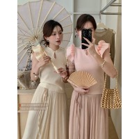 新中式GUO风设计感小众盘扣飞飞袖针织衫夏季新款女装短袖T恤上衣
