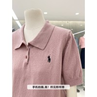 奶乖韩妹简约气质polo领小马刺绣短袖针织衫女百搭休闲显瘦上衣