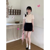 明天穿什么呀自制*乖乖牌*三色可爱娃娃领短袖内搭修身羊毛针织T