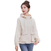 现货2024年新款春装外套女气质连帽显瘦上衣休闲夹克