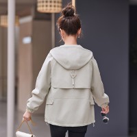 现货2024年春装外套女新款气质连帽宽松上衣休闲夹克