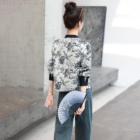 现货主推款水墨画流苏扣子短款外套