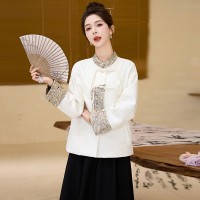 2024春季新款外套新中式搭色提花短外套