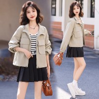 现货主推设计感小众立领夹克上衣女短款外套户外工装棒球服