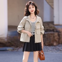 现货主推设计感小众立领夹克上衣女短款外套户外工装棒球服