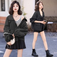 现货主推复古工装短外套女设计感冲锋衣休闲宽松夹克上衣