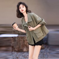 现货主推复古工装短外套女设计感冲锋衣休闲宽松夹克上衣