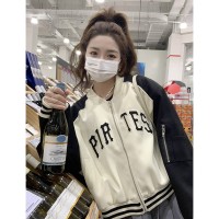 春装现货韩版撞色绣字棒球服学生夹克外套女202A