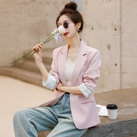 2024春装新款时尚潮流撞色拼接袖口新中式西装外套