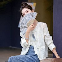 现货~~~2024夏季新款气质新中式蕾丝防晒衣薄款透视外套防晒衫