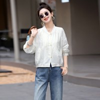 2024夏季新款g风刺绣盘扣防晒衣外套女薄款百搭宽松气质洋气上衣