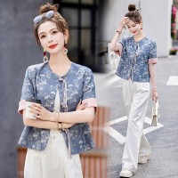 新中式提花女装春2024夏季新款百搭气质时尚通列休闲复古外套上衣