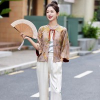 2024年夏季五分袖披肩薄款凉快蝴蝶花拼色两面两穿短款外套防晒服