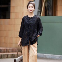 2024年夏季薄款刺绣欧根纱新中式钮扣防晒服中长款外套开衫