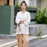 2024年夏季薄款刺绣欧根纱新中式钮扣防晒服中长款外套开衫