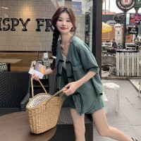 （现货）新中式套装薄款牛仔外套短裤两件套207