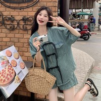 （现货）新中式套装薄款牛仔外套短裤两件套207