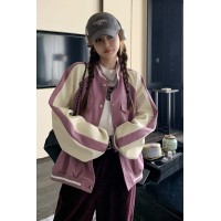 2024春新款拼色夹克皮衣外套棒球服1875有买家秀