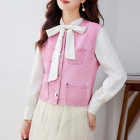 设计感圆领皮衣小马甲女短款2024春季新款精致潮流pu坎肩外穿马夹