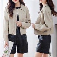 小个子短款皮衣外套女2024春装新款休闲宽松百搭pu夹克机车服上衣