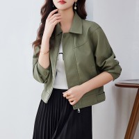 小个子短款皮衣外套女2024春装新款休闲宽松百搭pu夹克机车服上衣